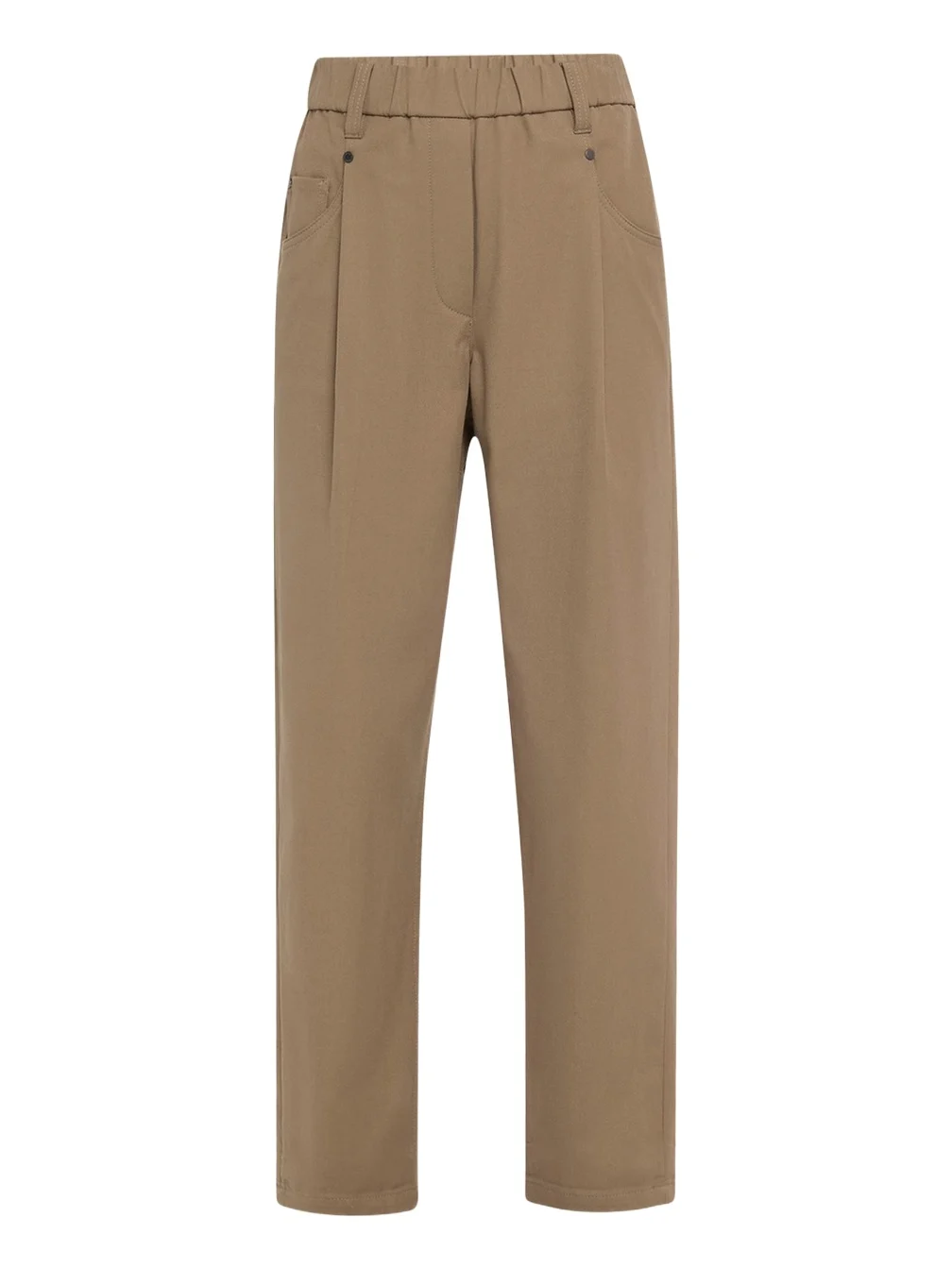Cotton Twill Straight-Leg Ankle Pull-On Pants