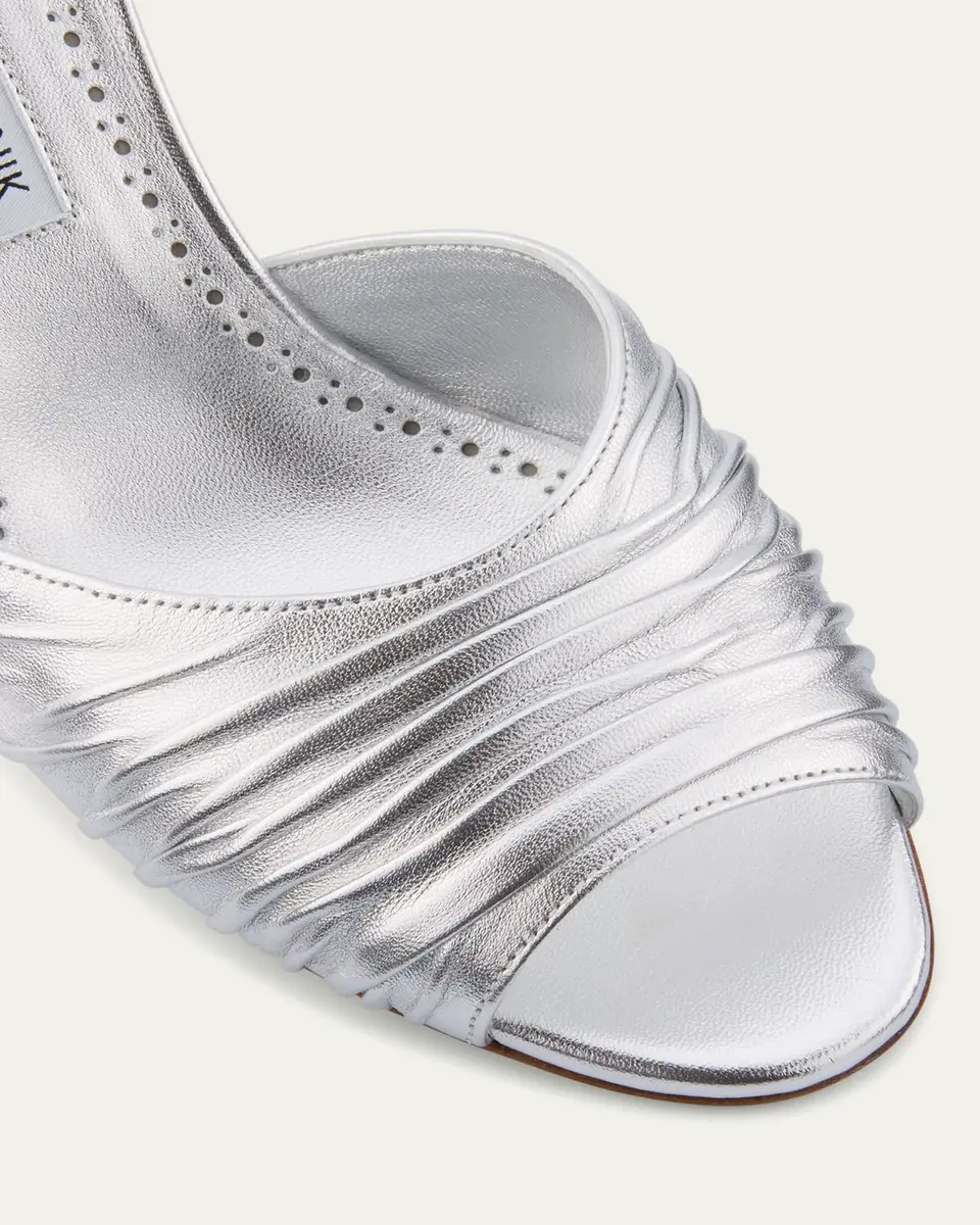 Manolo Blahnik Pirua Ruched Metallic Mule Sandals | Thumbnail 3