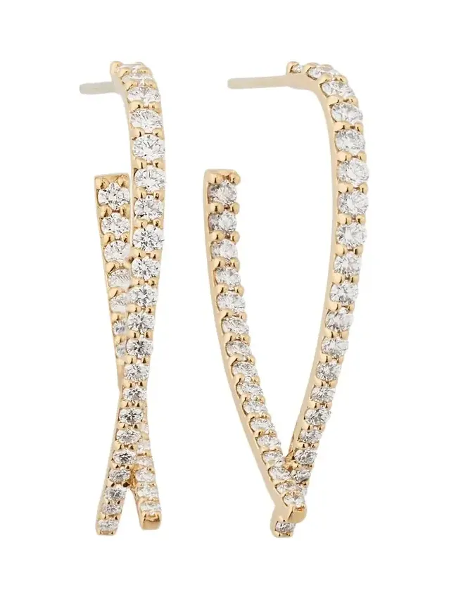 14K Gold Small Flawless Front/Back Upside Down Diamond Hoop Earrings 14K Gold Small Flawless Front/Back Upside Down Diamond Hoop Earrings