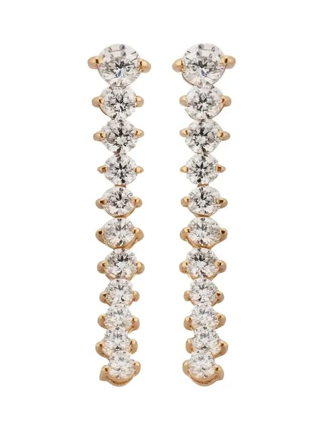 14K Gold Flawless Tennis Linear Diamond Ear Crawlers 14K Gold Flawless Tennis Linear Diamond Ear Crawlers