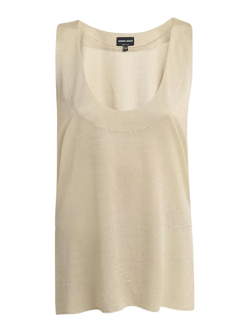 Chain-Necklace Scoop-Neck Shiny Viscose Jersey Tank Top Chain-Necklace Scoop-Neck Shiny Viscose Jersey Tank Top