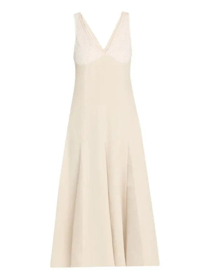 V-Neck Lace Godet Dress V-Neck Lace Godet Dress
