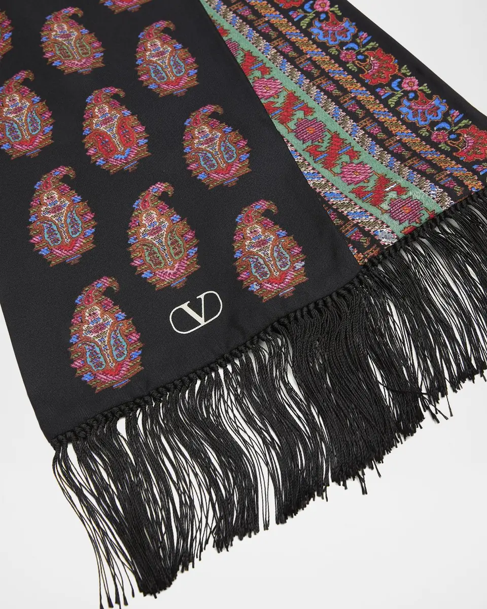 Valentino Garavani Paisley Twill Fringe Scarf | Thumbnail 3
