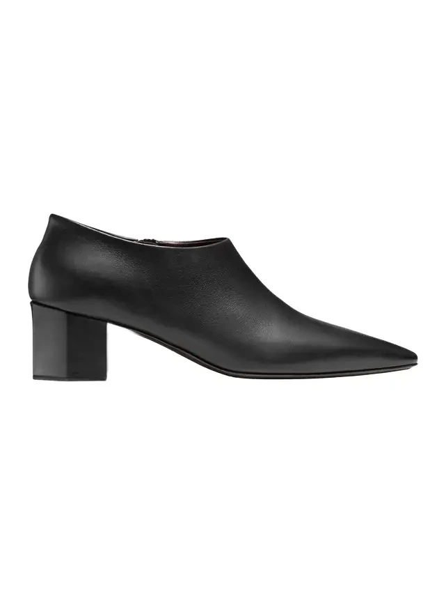 Leather Low Heeled Hexagon Booties Leather Low Heeled Hexagon Booties