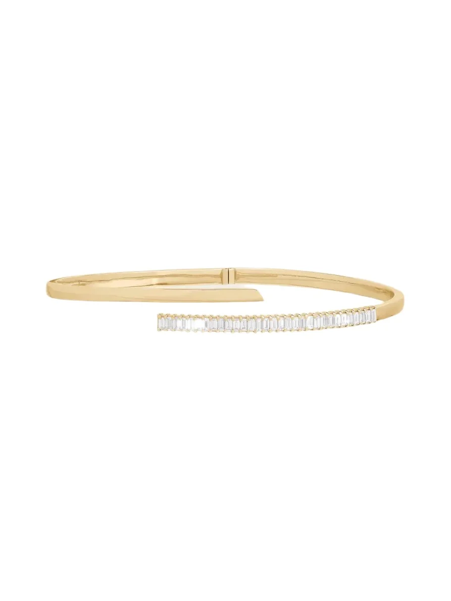 14K Gold Criss Cross Baguette Diamond Bangle Bracelet 14K Gold Criss Cross Baguette Diamond Bangle Bracelet