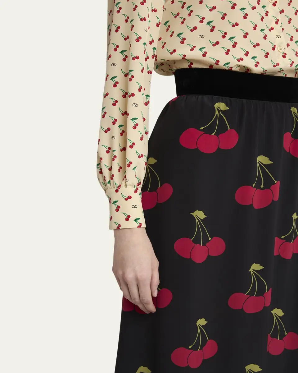 Valentino Garavani Cherry Print Flounce Silk Maxi Skirt | Thumbnail 5 Valentino Garavani Cherry Print Flounce Silk Maxi Skirt | Thumbnail 5