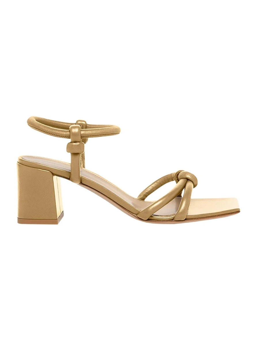 Leather Knot Ankle-Strap Sandals