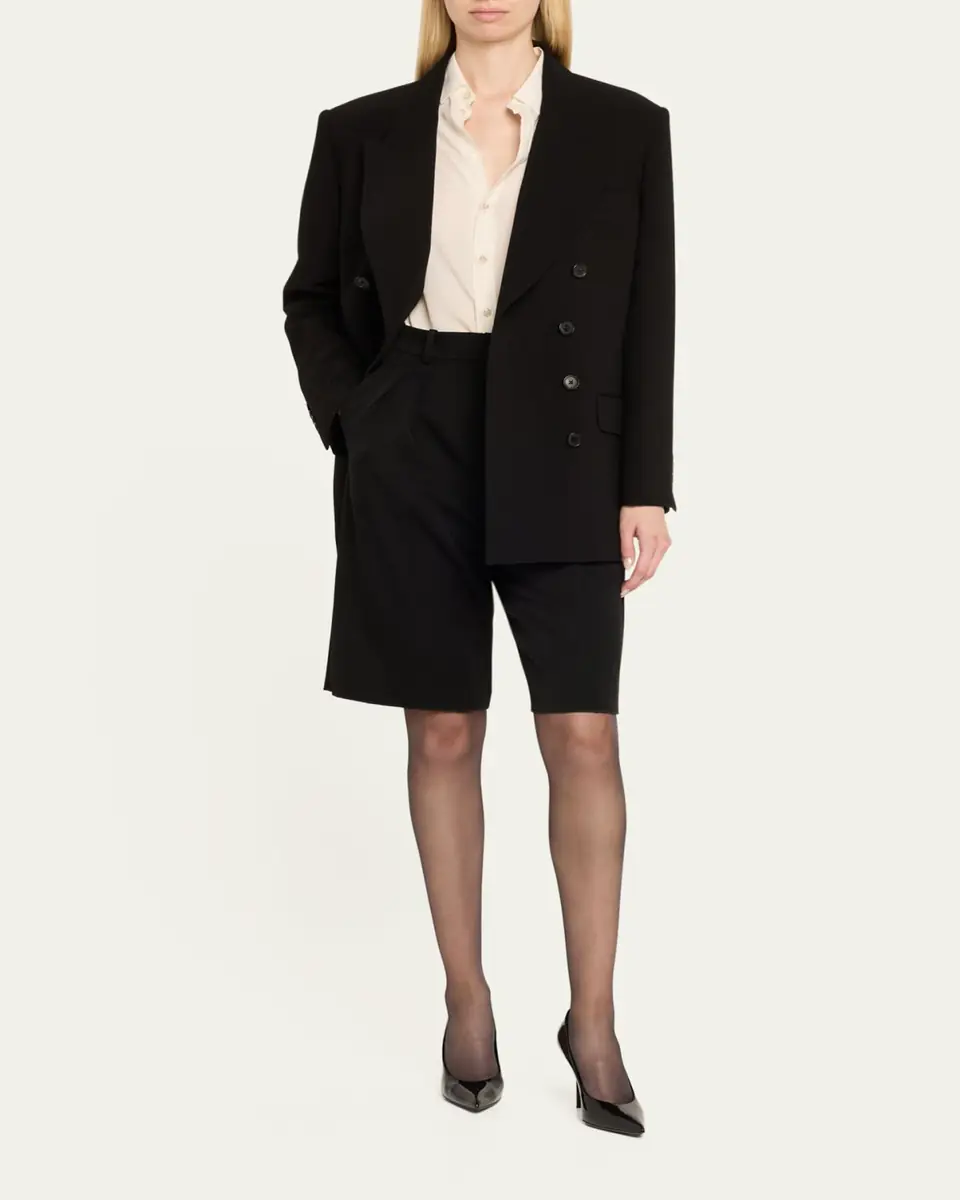 Saint Laurent Pleated Tailored Bermuda Shorts | Thumbnail 2