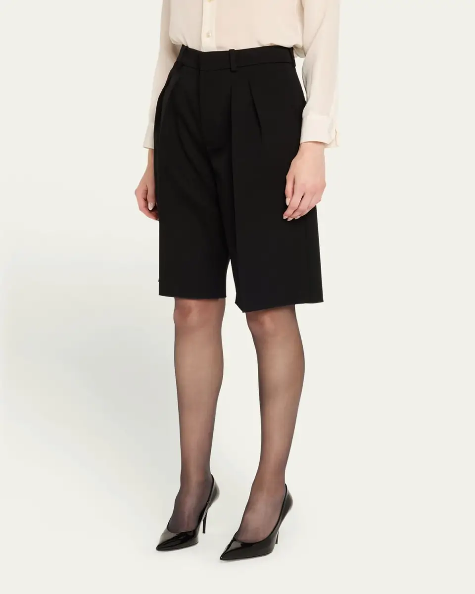 Saint Laurent Pleated Tailored Bermuda Shorts | Thumbnail 4