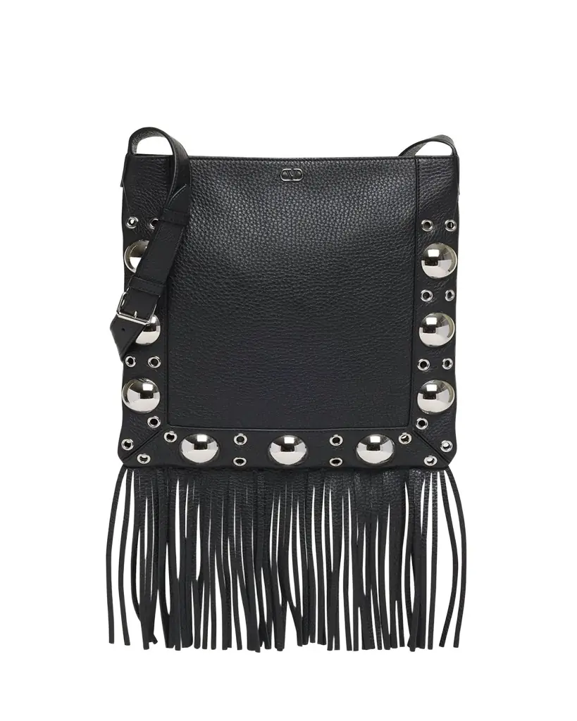 Valentino Garavani Nellcote Fringe Studded Leather Crossbody Bag | Image 1 Valentino Garavani Nellcote Fringe Studded Leather Crossbody Bag | Image 1