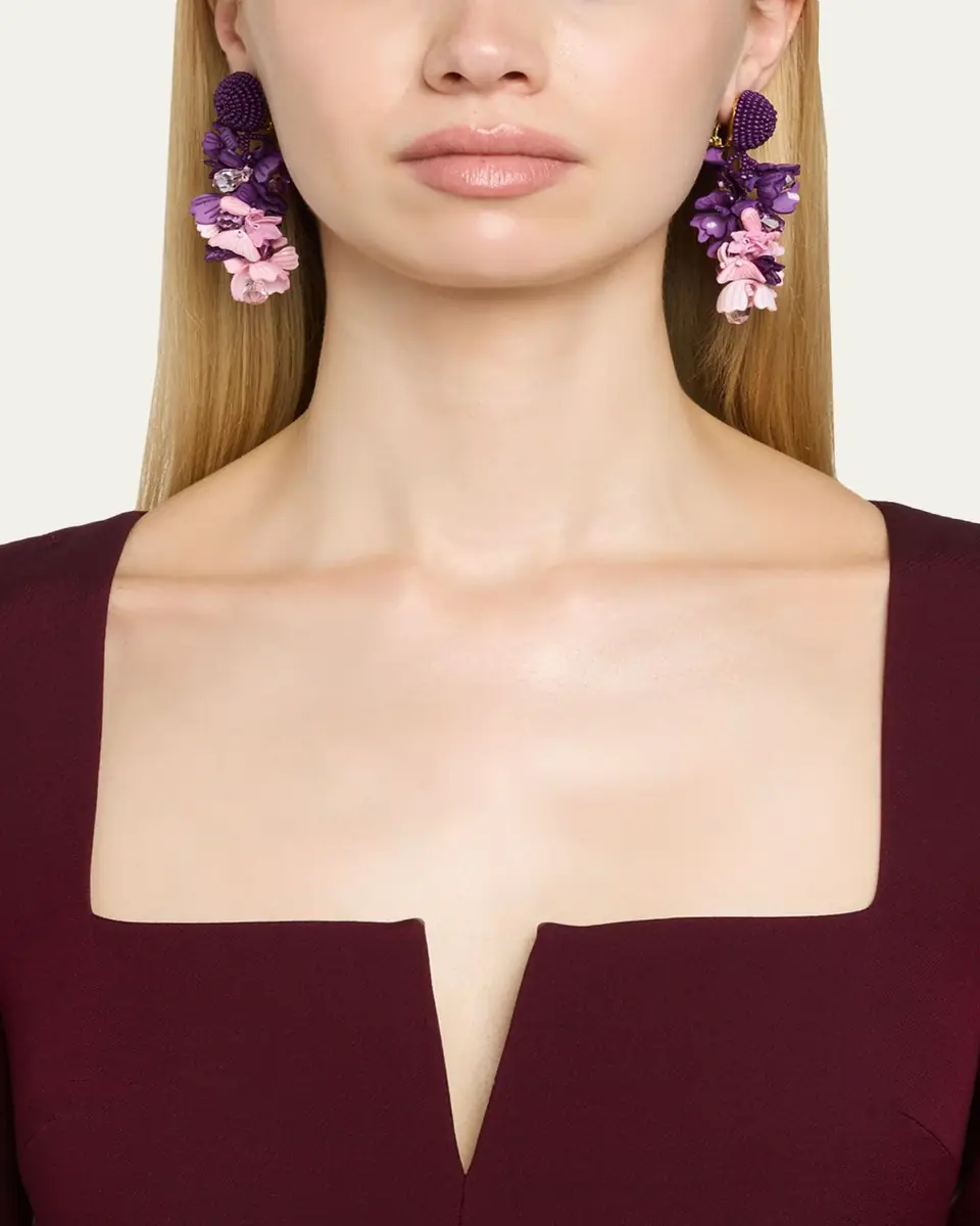 Oscar de la Renta Plexy and Raffia Flowers Earrings | Thumbnail 3 Oscar de la Renta Plexy and Raffia Flowers Earrings | Thumbnail 3