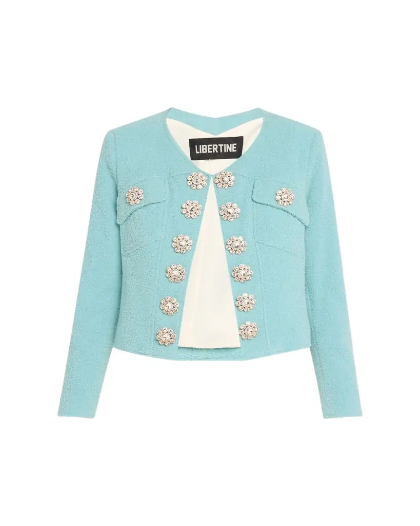 Libertine Aqua Boucle Heart Jacket | Image 1 Libertine Aqua Boucle Heart Jacket | Image 1