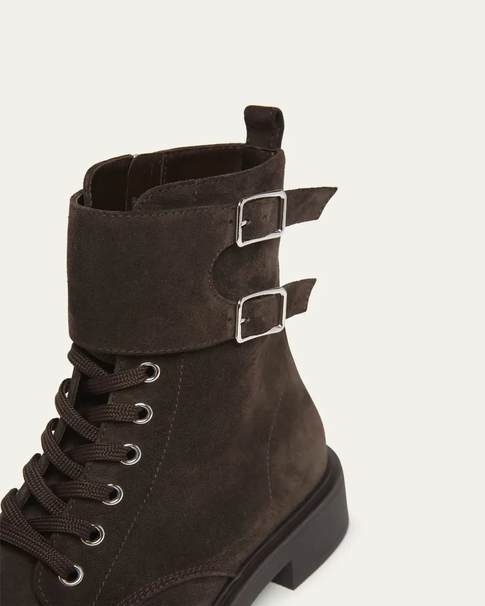 Gianvito Rossi Suede Buckle Cuff Combat Booties | Thumbnail 3