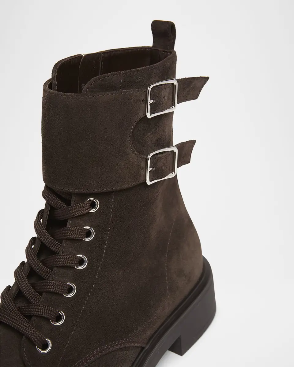 Gianvito Rossi Suede Buckle Cuff Combat Booties | Thumbnail 5