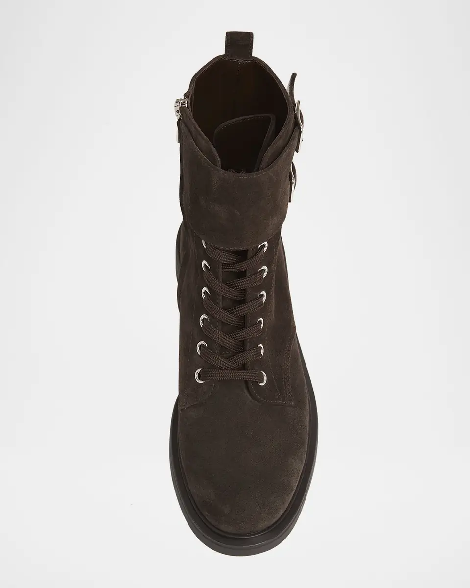 Gianvito Rossi Suede Buckle Cuff Combat Booties | Thumbnail 6