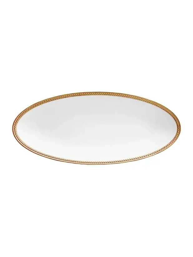 L'Objet Soie Tressee 24K Gold-Plated Oval Platter, 14"