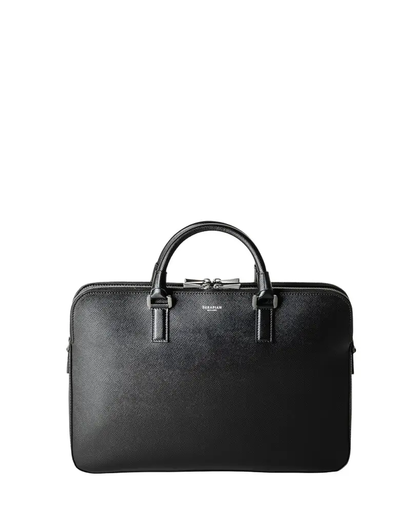 Serapian Men's Double-Zip Slim Briefcase | Image 1 Serapian Men's Double-Zip Slim Briefcase | Image 1