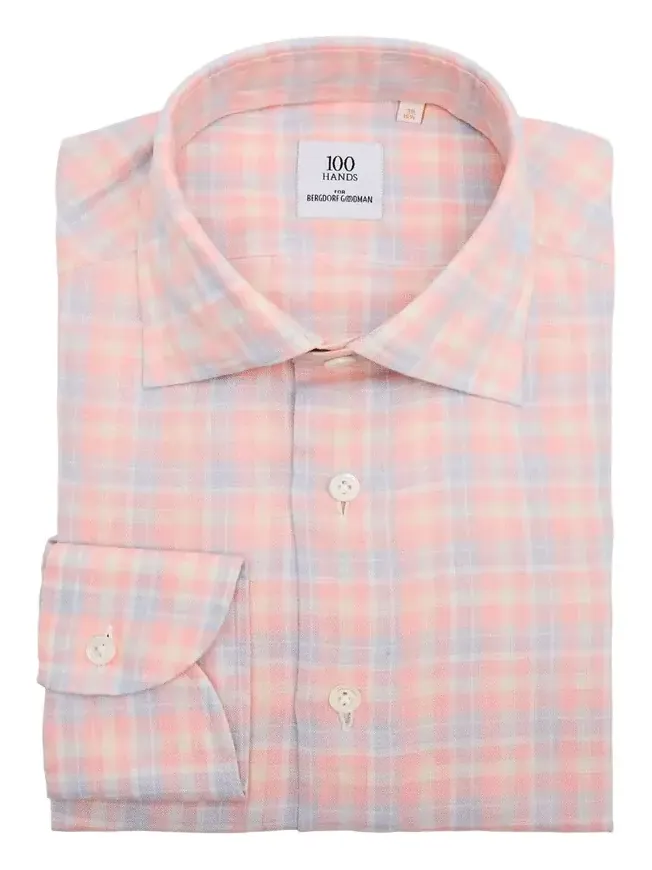 Men's Linen Plaid Spread-Collar Sport Shirt Men's Linen Plaid Spread-Collar Sport Shirt