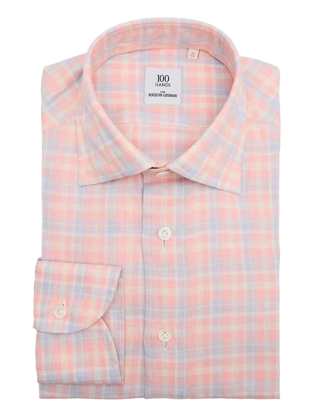 100Hands Men's Linen Plaid Spread-Collar Sport Shirt