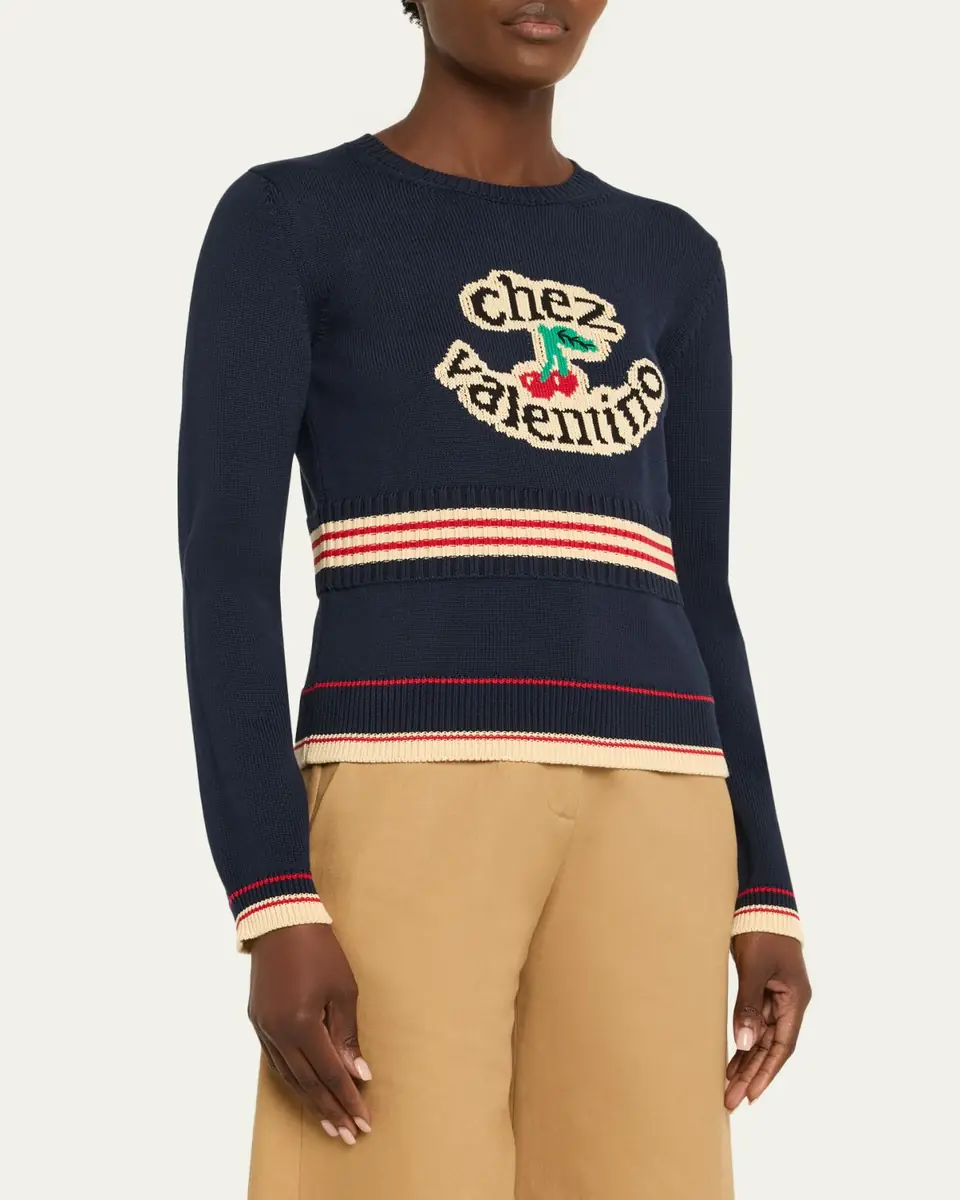Valentino Garavani Chez Valentino Cherry Long-Sleeve Sweater | Thumbnail 4 Valentino Garavani Chez Valentino Cherry Long-Sleeve Sweater | Thumbnail 4