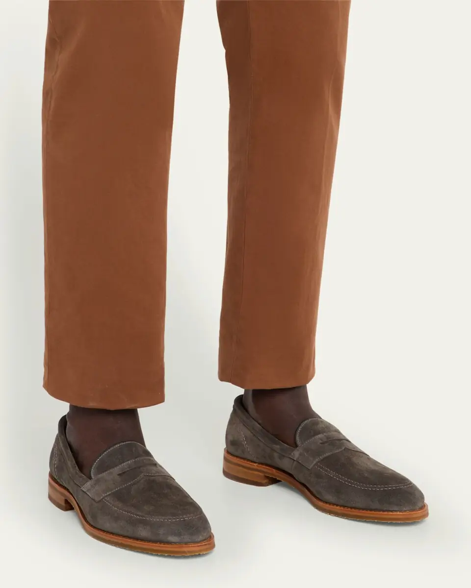 Allen Edmonds Reserve Men's Roman Suede Contrast-Sole Penny Loafers | Thumbnail 4