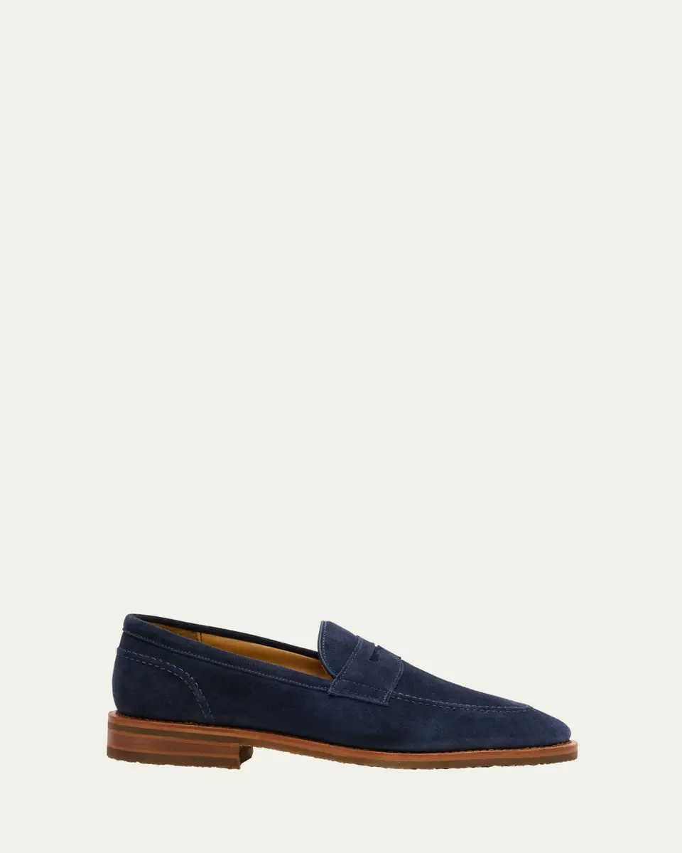 Allen Edmonds Reserve Men's Roman Suede Contrast-Sole Penny Loafers | Thumbnail 6
