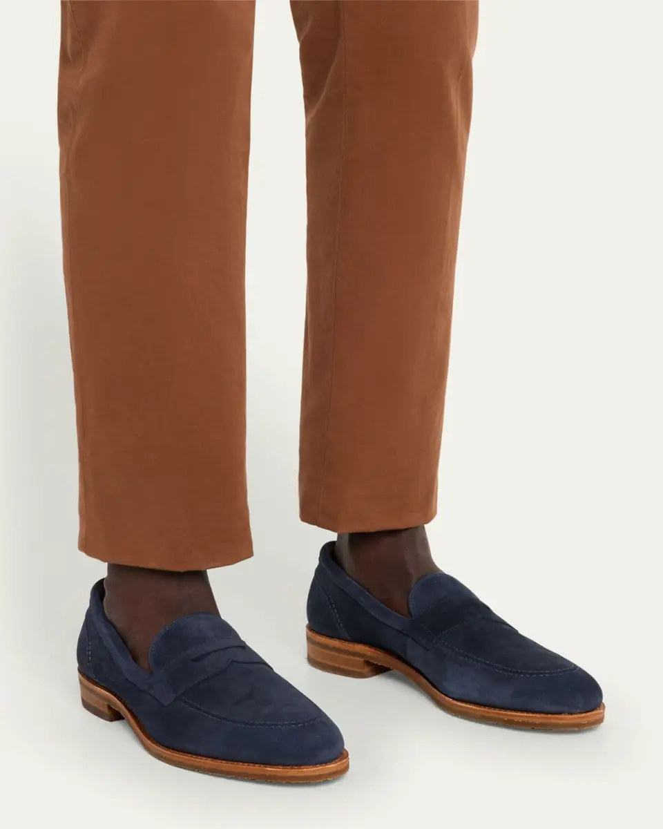 Allen Edmonds Reserve Men's Roman Suede Contrast-Sole Penny Loafers | Thumbnail 7