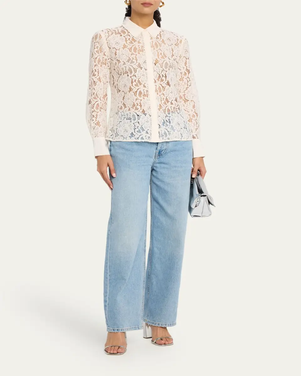 L'Agence Maia Lace Button-Front Blouse | Thumbnail 2