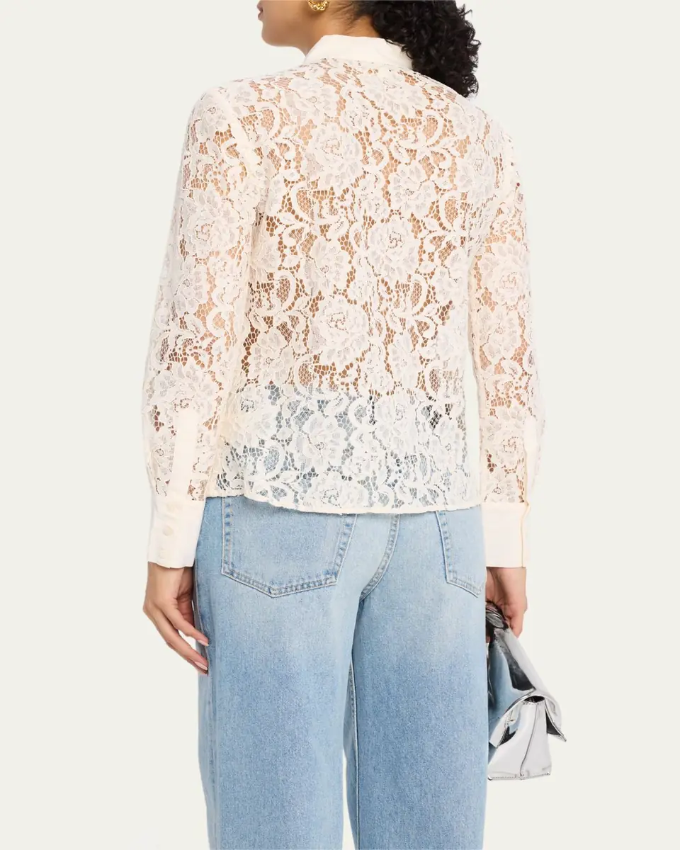 L'Agence Maia Lace Button-Front Blouse | Thumbnail 3