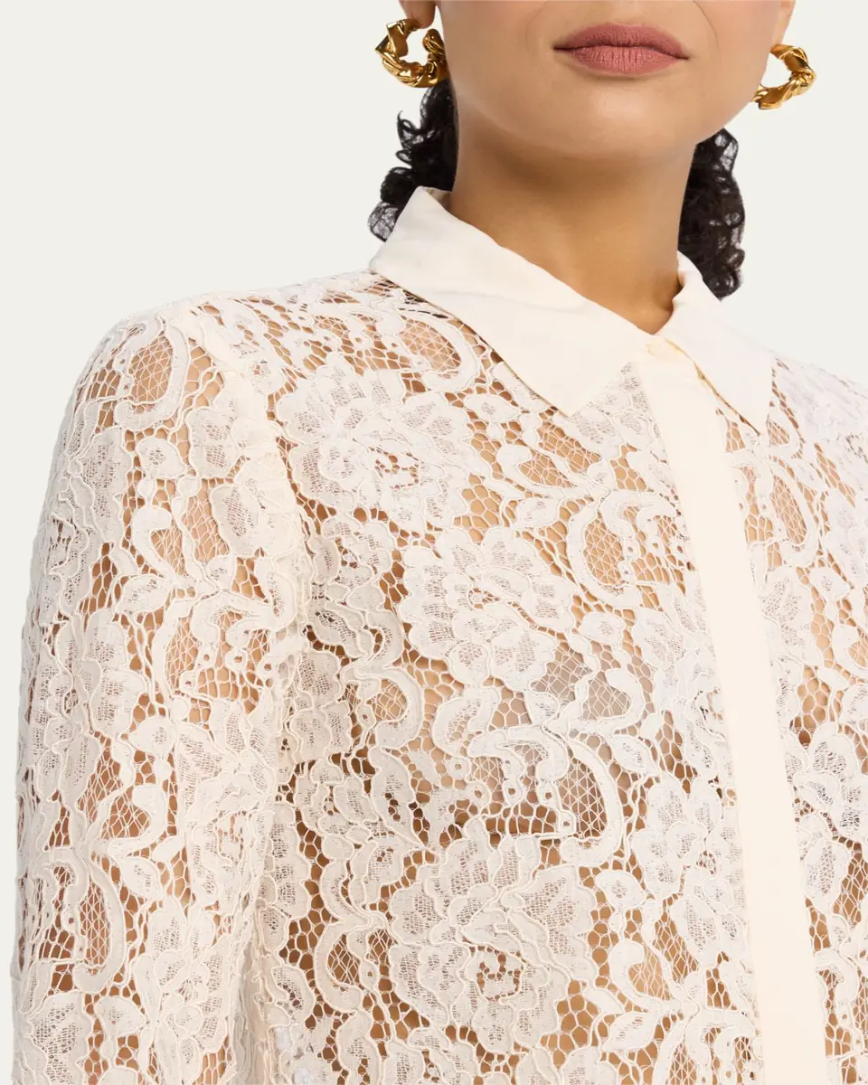 L'Agence Maia Lace Button-Front Blouse | Thumbnail 5