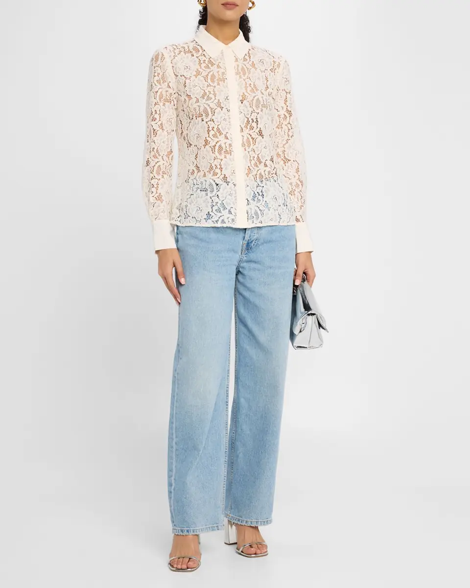 L'Agence Maia Lace Button-Front Blouse | Thumbnail 6