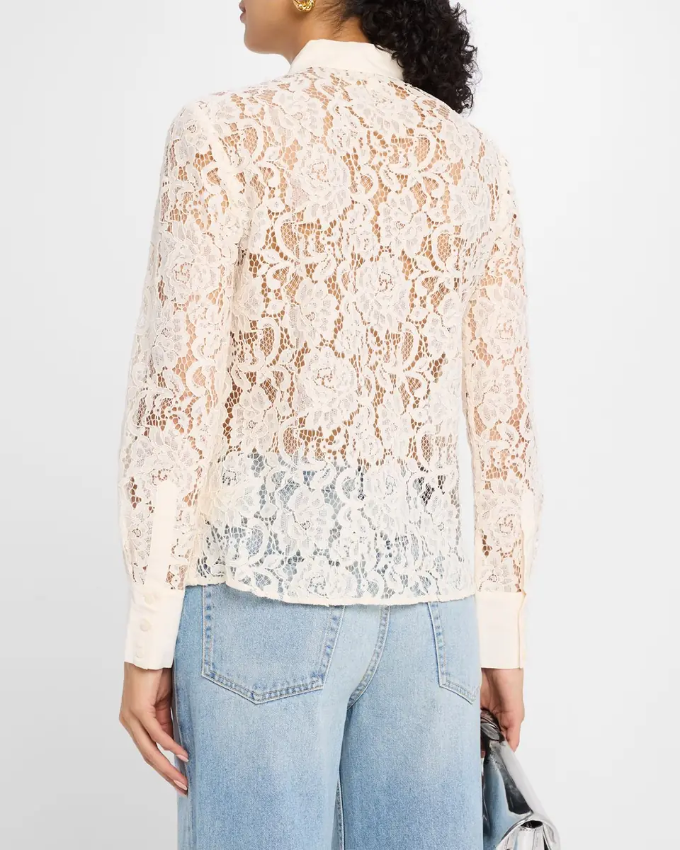 L'Agence Maia Lace Button-Front Blouse | Thumbnail 7