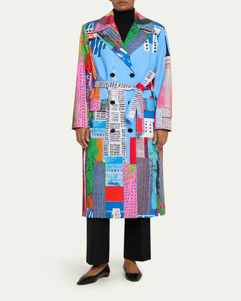 Libertine NYC Cityscape-Print Belted Long Trench Coat | Thumbnail 2 Libertine NYC Cityscape-Print Belted Long Trench Coat | Thumbnail 2