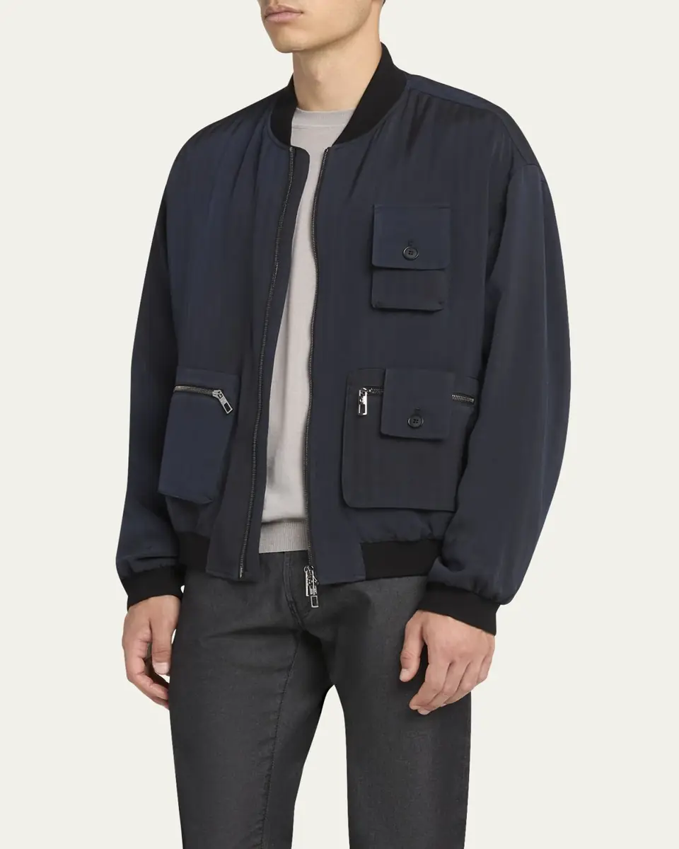 Giorgio Armani Men's Chevron Utility Bomber Jacket | Thumbnail 4