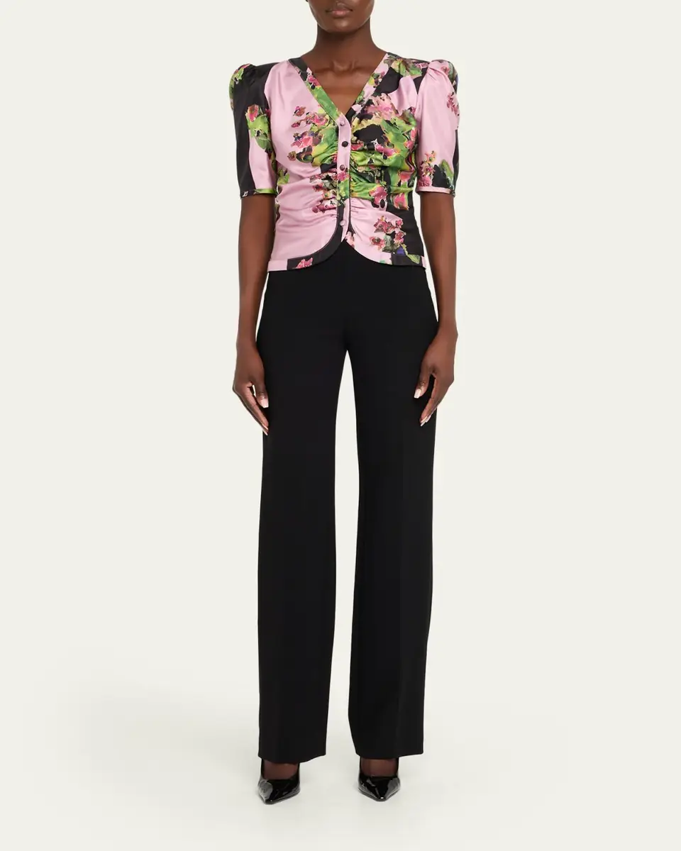 Libertine Monaco Pink London Terrace Ruched Silk Top | Thumbnail 3