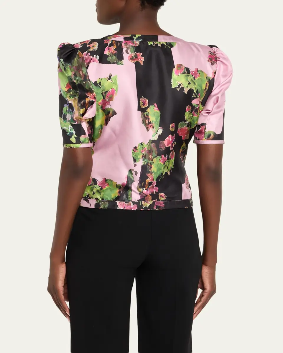 Libertine Monaco Pink London Terrace Ruched Silk Top | Thumbnail 4