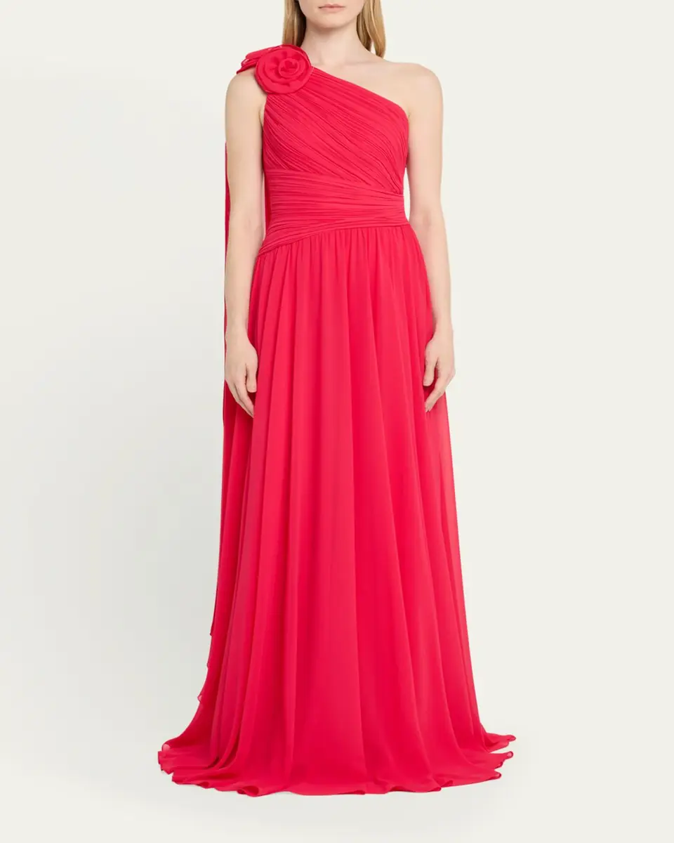 Rickie Freeman for Teri Jon Draped One-Shoulder Pleated Chiffon Gown | Thumbnail 2 Rickie Freeman for Teri Jon Draped One-Shoulder Pleated Chiffon Gown | Thumbnail 2