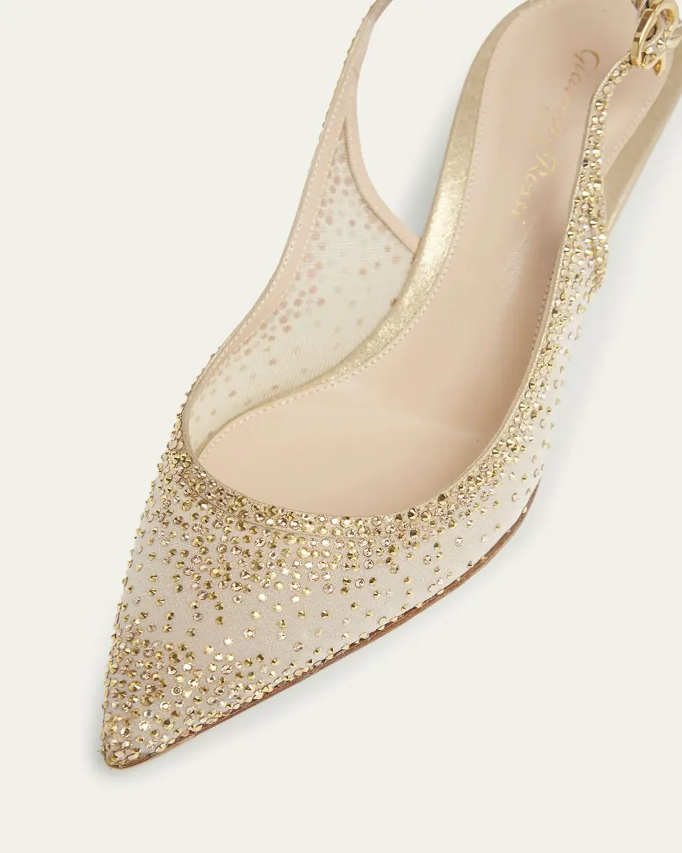 Gianvito Rossi Strass Organza Kitten-Heel Slingback Pumps | Thumbnail 7 Gianvito Rossi Strass Organza Kitten-Heel Slingback Pumps | Thumbnail 7