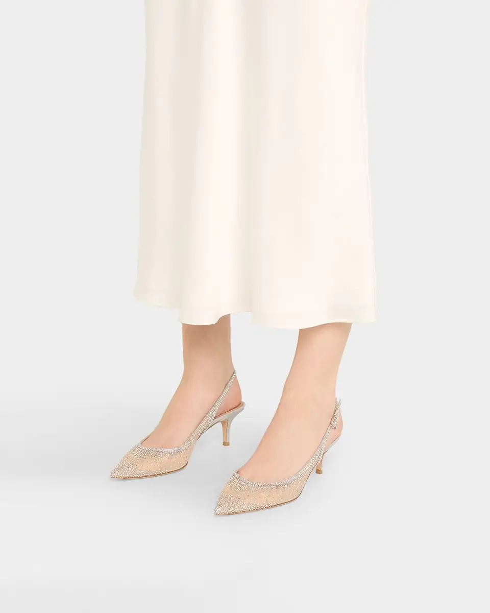 Gianvito Rossi Strass Organza Kitten-Heel Slingback Pumps | Thumbnail 8 Gianvito Rossi Strass Organza Kitten-Heel Slingback Pumps | Thumbnail 8