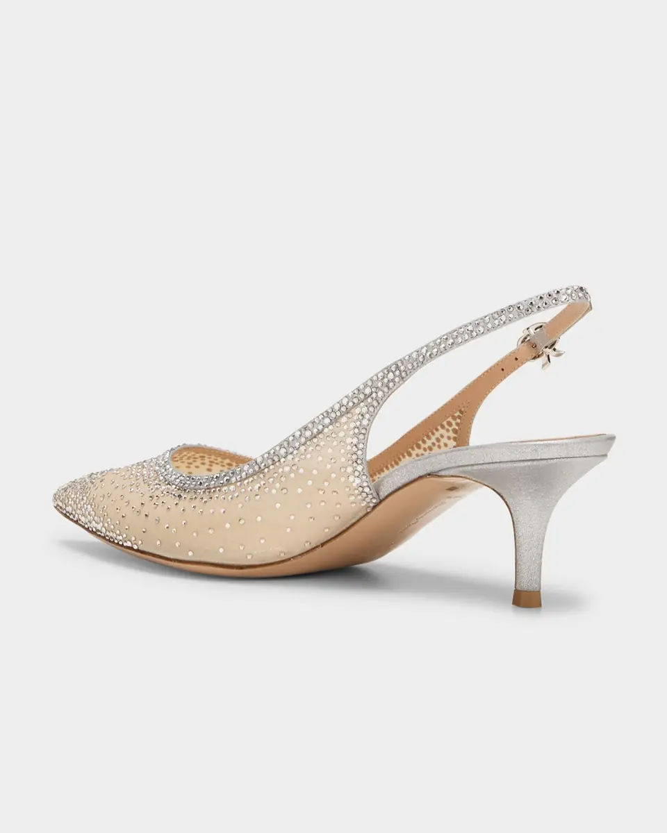 Gianvito Rossi Strass Organza Kitten-Heel Slingback Pumps | Thumbnail 10 Gianvito Rossi Strass Organza Kitten-Heel Slingback Pumps | Thumbnail 10