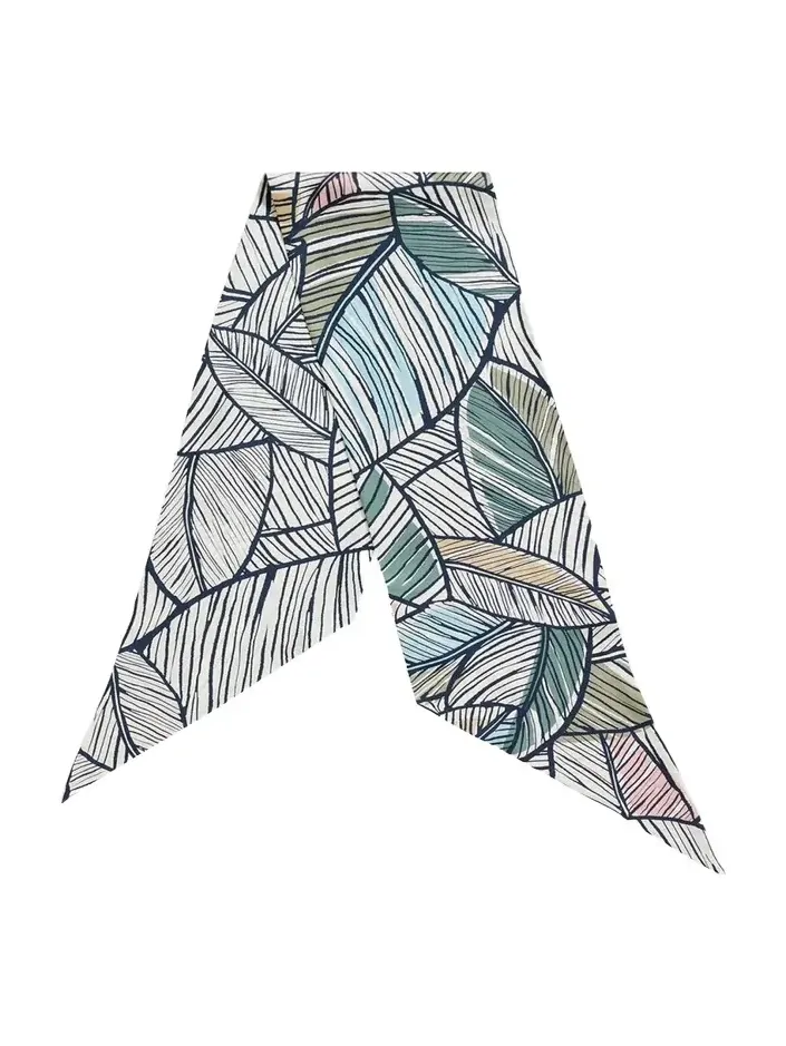 Men's Silk Leaf-Print Neck Scarf Men's Silk Leaf-Print Neck Scarf