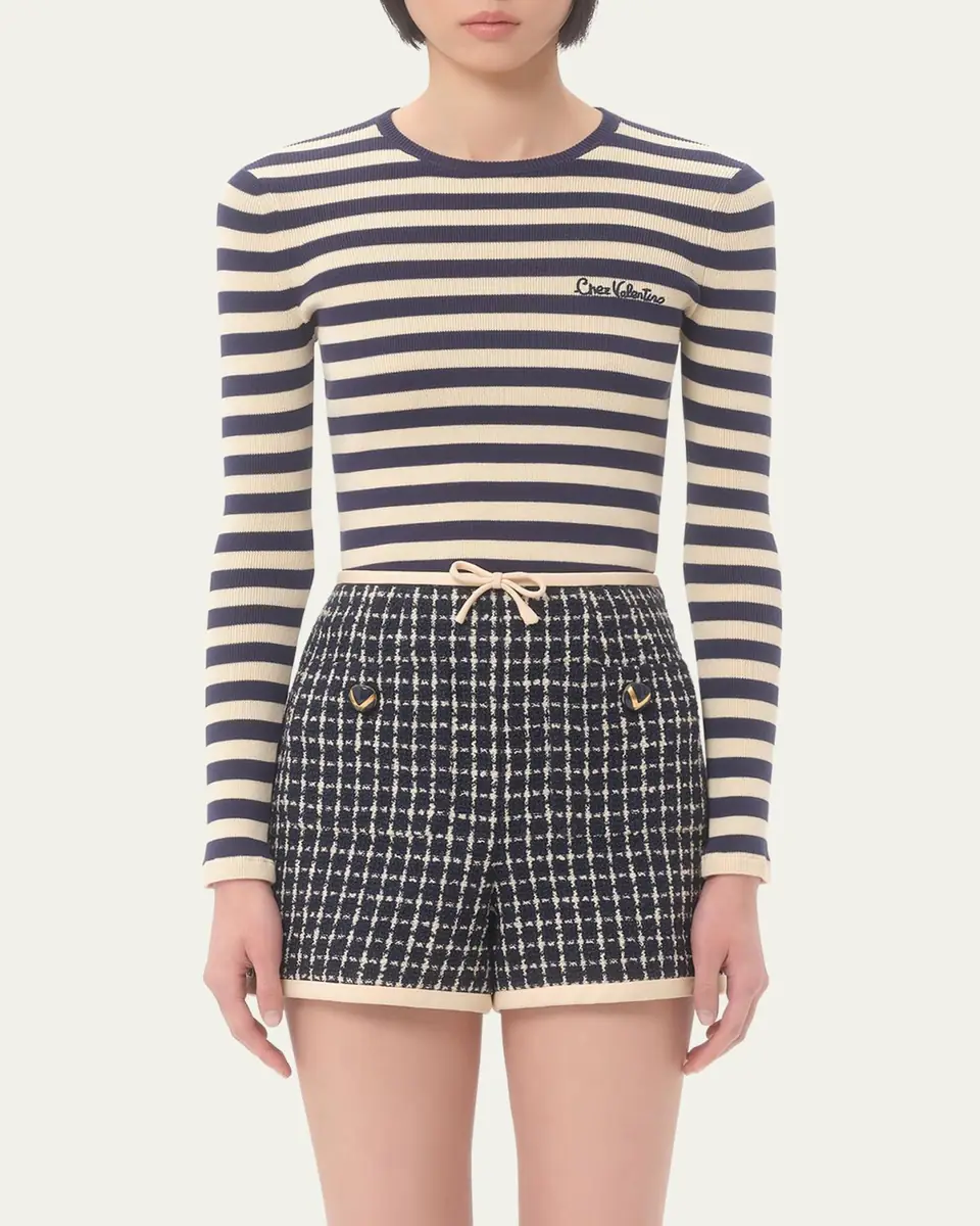 Valentino Garavani Chez Valentino Striped Knit Long-Sleeve Top | Thumbnail 4 Valentino Garavani Chez Valentino Striped Knit Long-Sleeve Top | Thumbnail 4