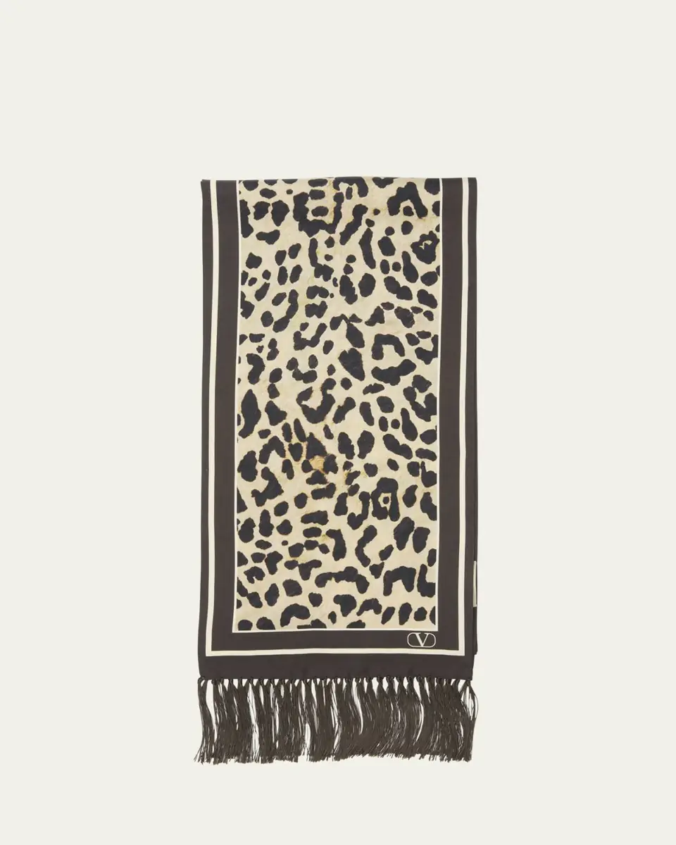 Valentino Garavani Animal Twill Fringe Scarf | Thumbnail 4