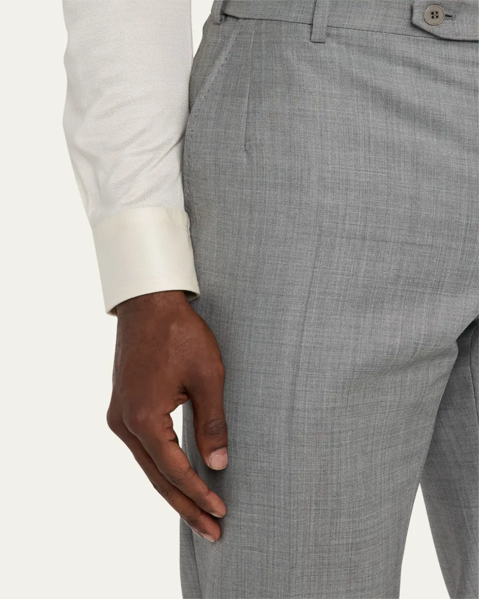 Brioni Men's Wool Sharkskin Pants | Thumbnail 5 Brioni Men's Wool Sharkskin Pants | Thumbnail 5