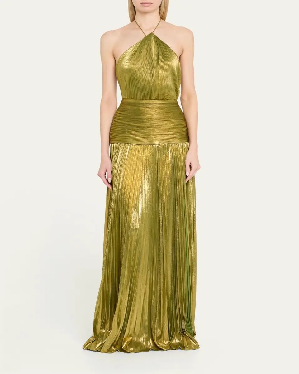 Retrofête Thalia Metallic Halter Gown | Thumbnail 2
