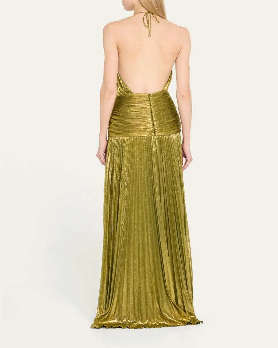 Retrofête Thalia Metallic Halter Gown | Thumbnail 3