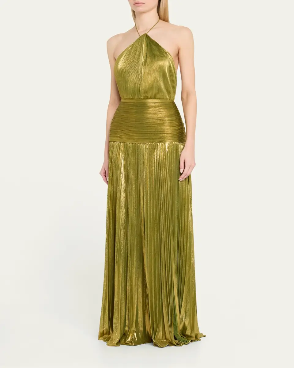 Retrofête Thalia Metallic Halter Gown | Thumbnail 4