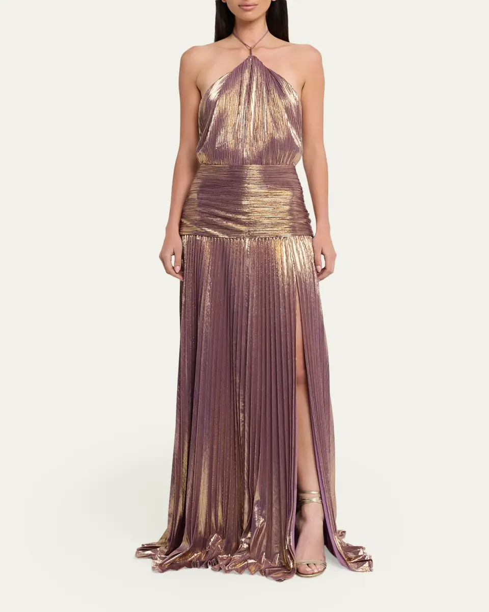 Retrofête Thalia Metallic Halter Gown | Thumbnail 6