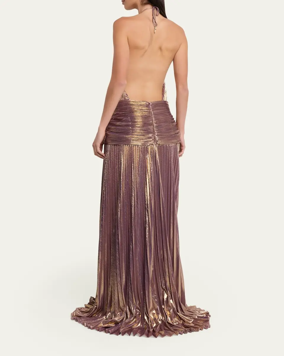 Retrofête Thalia Metallic Halter Gown | Thumbnail 7