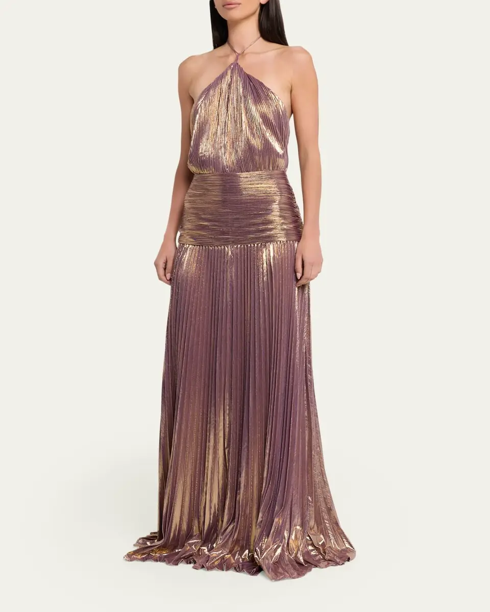 Retrofête Thalia Metallic Halter Gown | Thumbnail 8